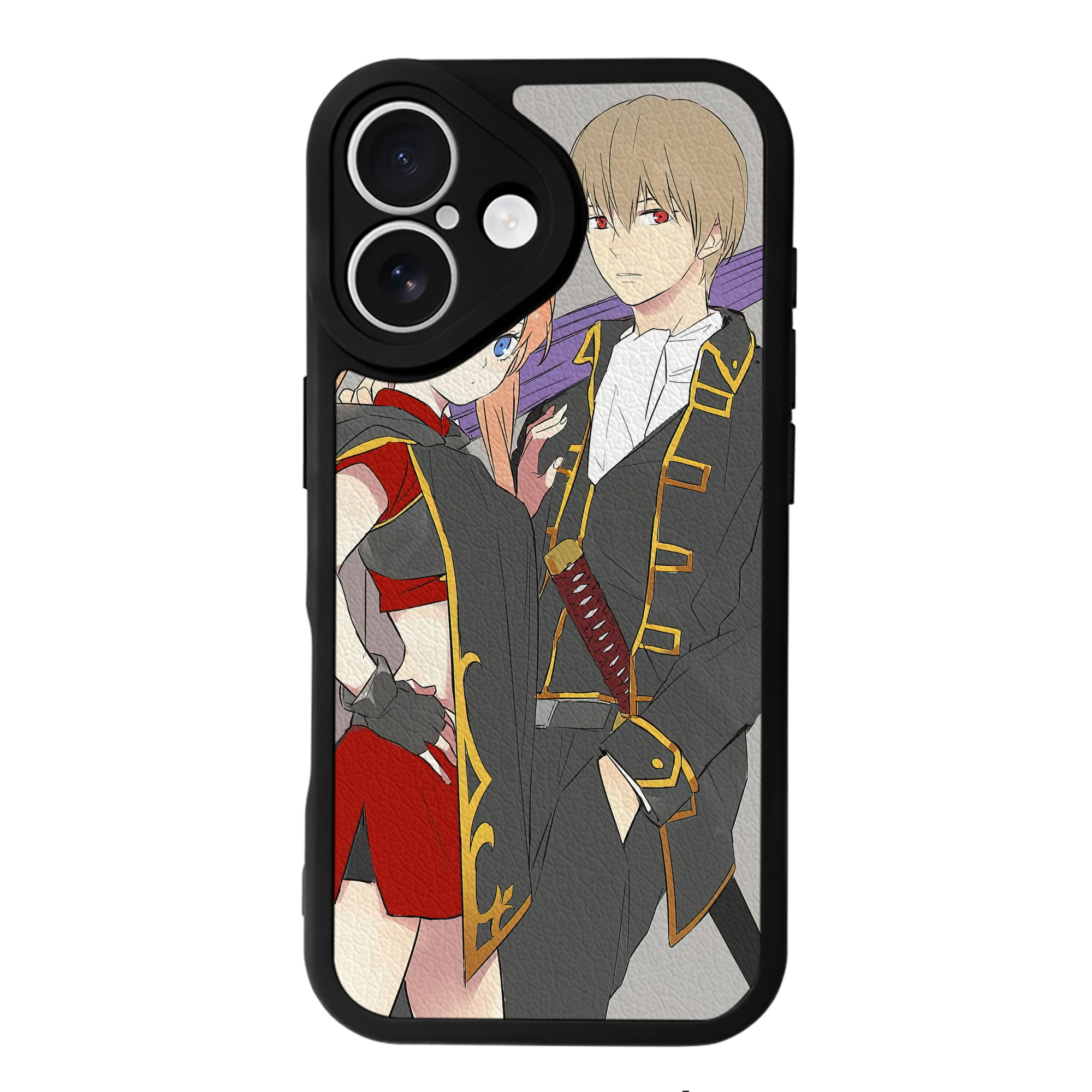 （画像用） ぎんたま 坂田銀時（さかたぎんとき） 神楽 志村新八（しむら しんぱち） GINTAMA Sakata Gintoki Kagura Shimura Shinpachi 【iPhone 16シリーズ対応】シリコンスマホケース（レザー調） 材質：シリコン